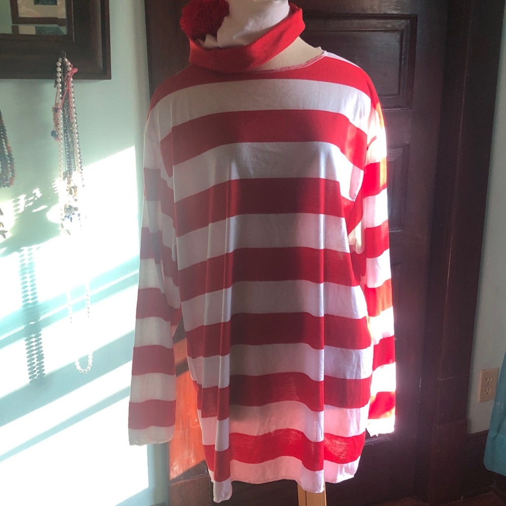 Where’s Waldo Men’s XXLarge hat and shirt Costume/ glasses